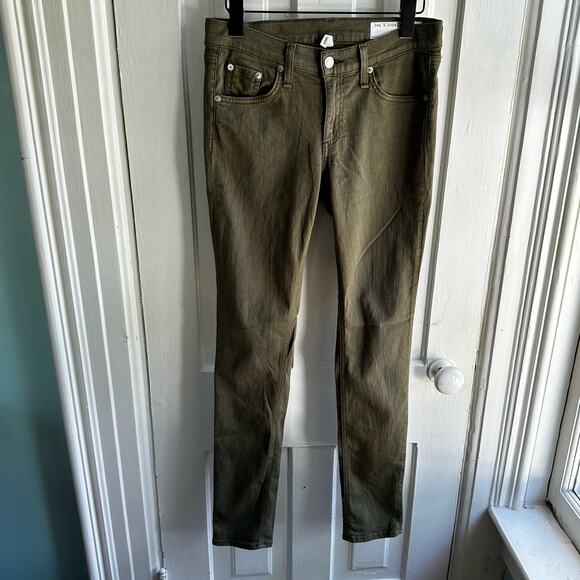 Rag & Bone Skinny Jeans Dist Army Green Stretch Denim - Picture 2 of 10